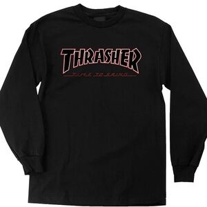 Thrasher TIME TO GRIND LONG SLEEVE Skateboard T Shirt black